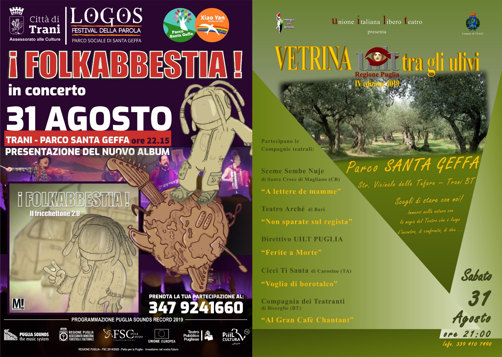 Locandina Logos Festival, finale con Folkabbestia e Rassegna teatrale UILT