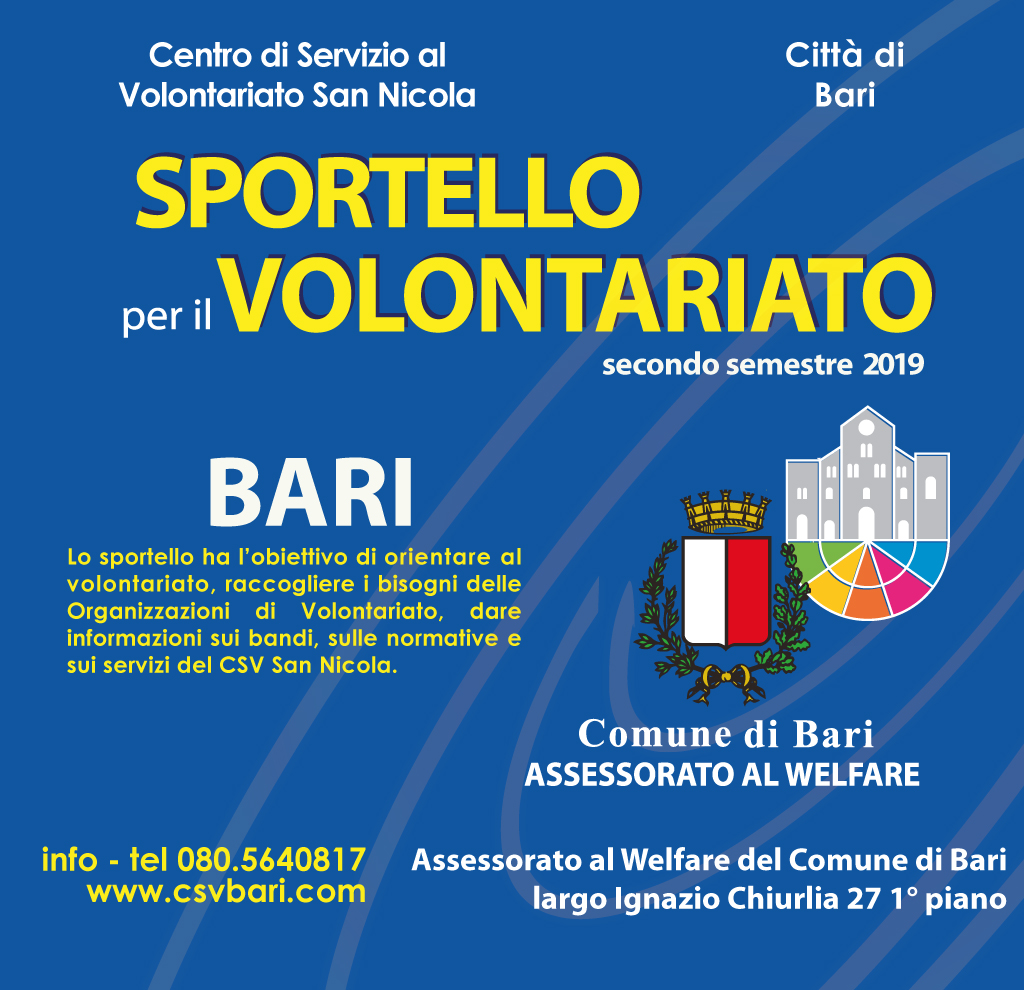 Sportello per il Volontariato presso l'Assessorato al Welfare della Città di Bari 1024
