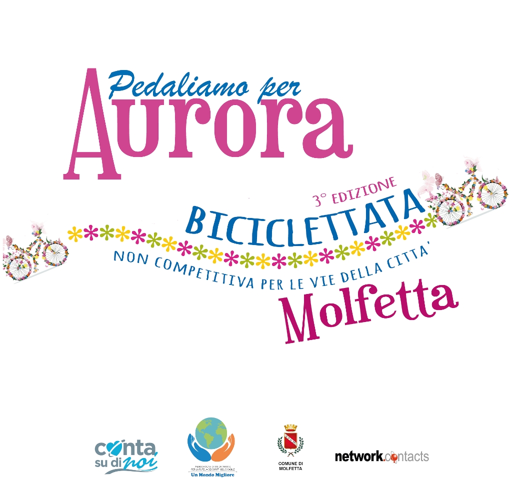 banner terza biciclettata solidale Pedaliamo per Aurora ottobre 2019