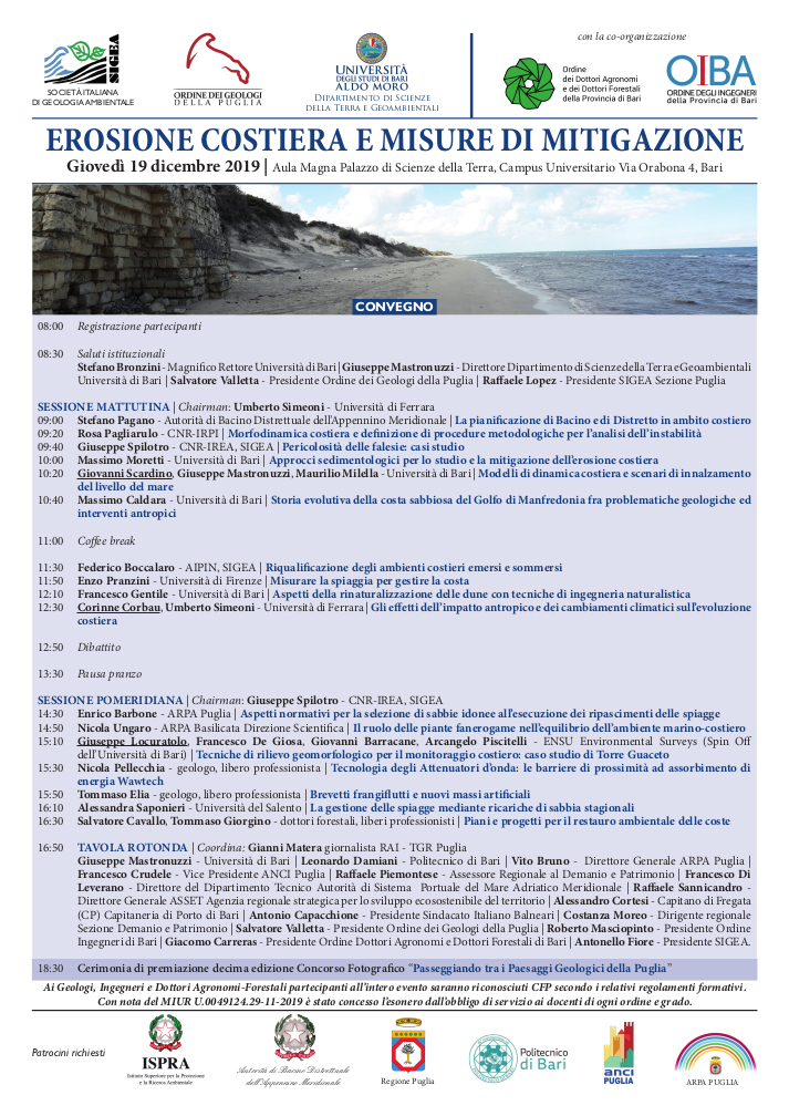 Registrazione Erosione costiera e misure di mitigazione - SIGEA 2019