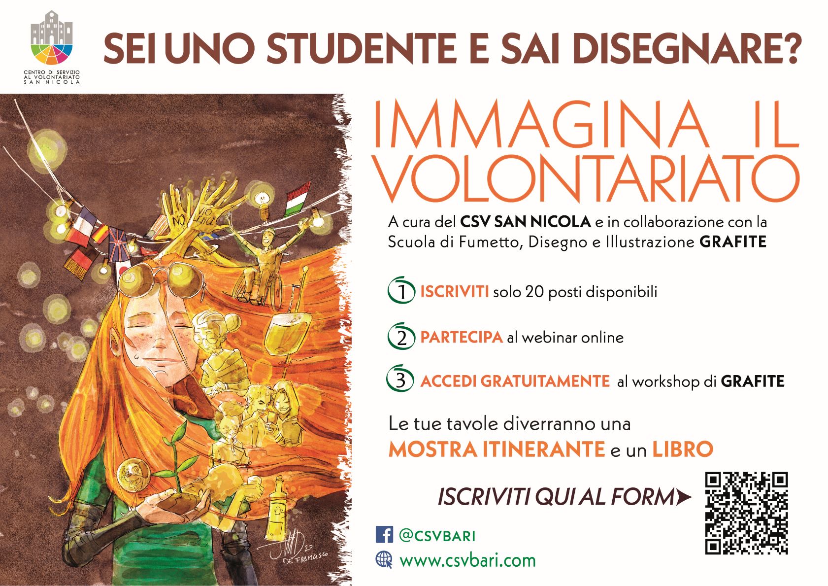 Locandina Immagina il Volontariato 2020 CSV San Nicola - Grafite nuova WEB