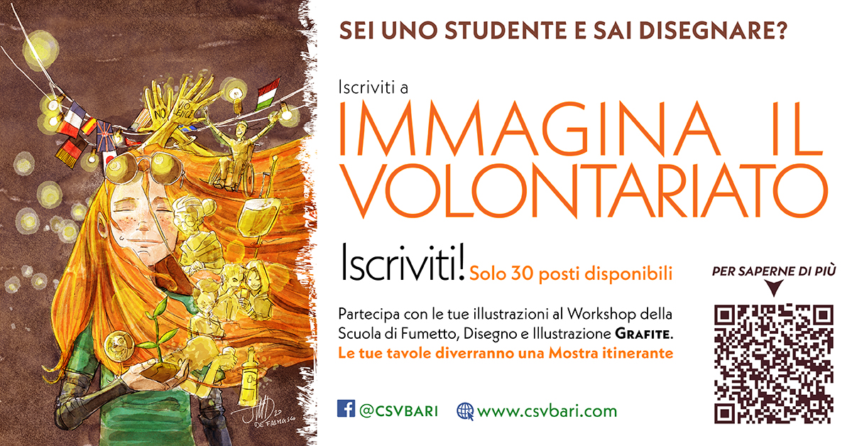 Locandina Immagina il Volontariato 2020 CSV San Nicola - Scuola Grafite