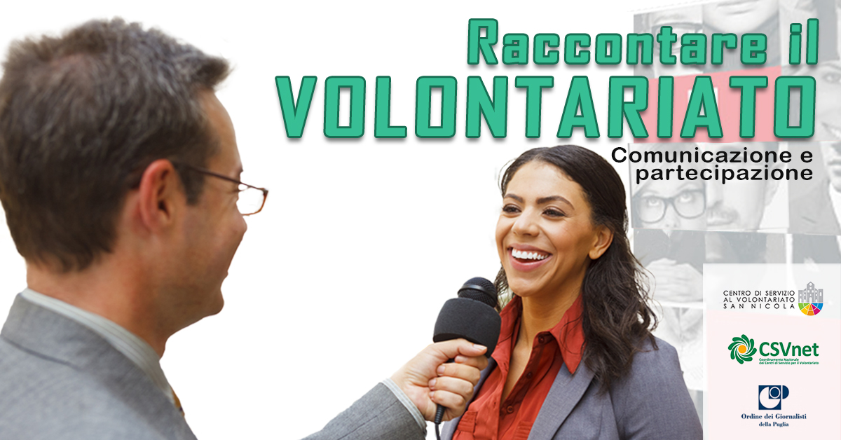 “Raccontare il Volontariato – Comunicazione e partecipazione” Formazione in streaming per giornalisti e volontari