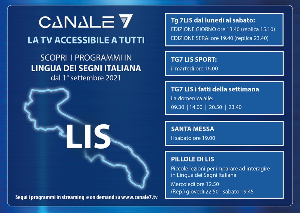 Canale7 TV accessibile a tutti scopri i programmi in Lingua dei Segni Italiana