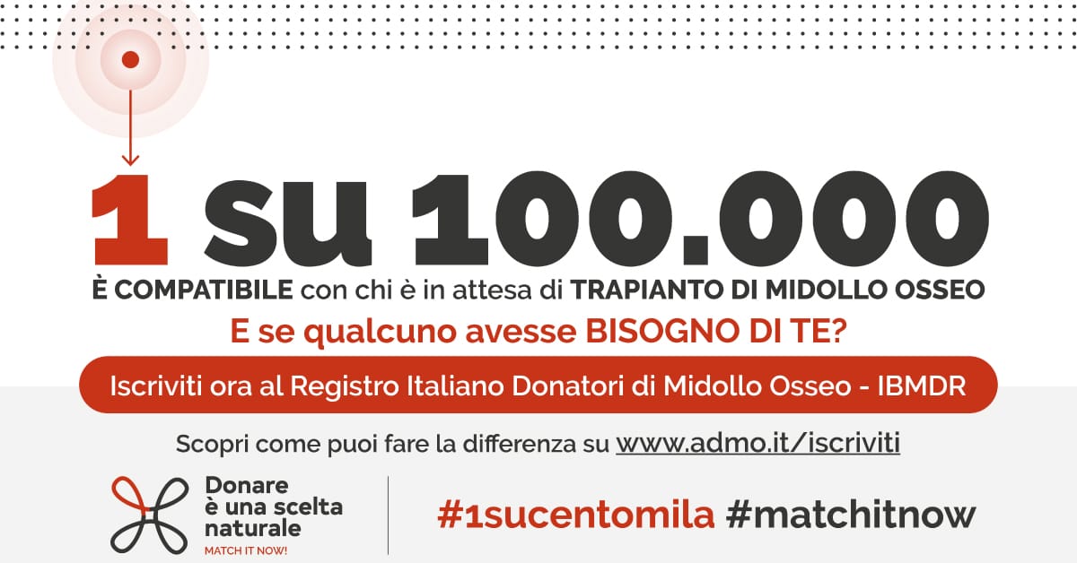Banner Match it Now 2021 donazione di Midollo Osseo e Cellule Staminali Emopoietiche ADMO Puglia