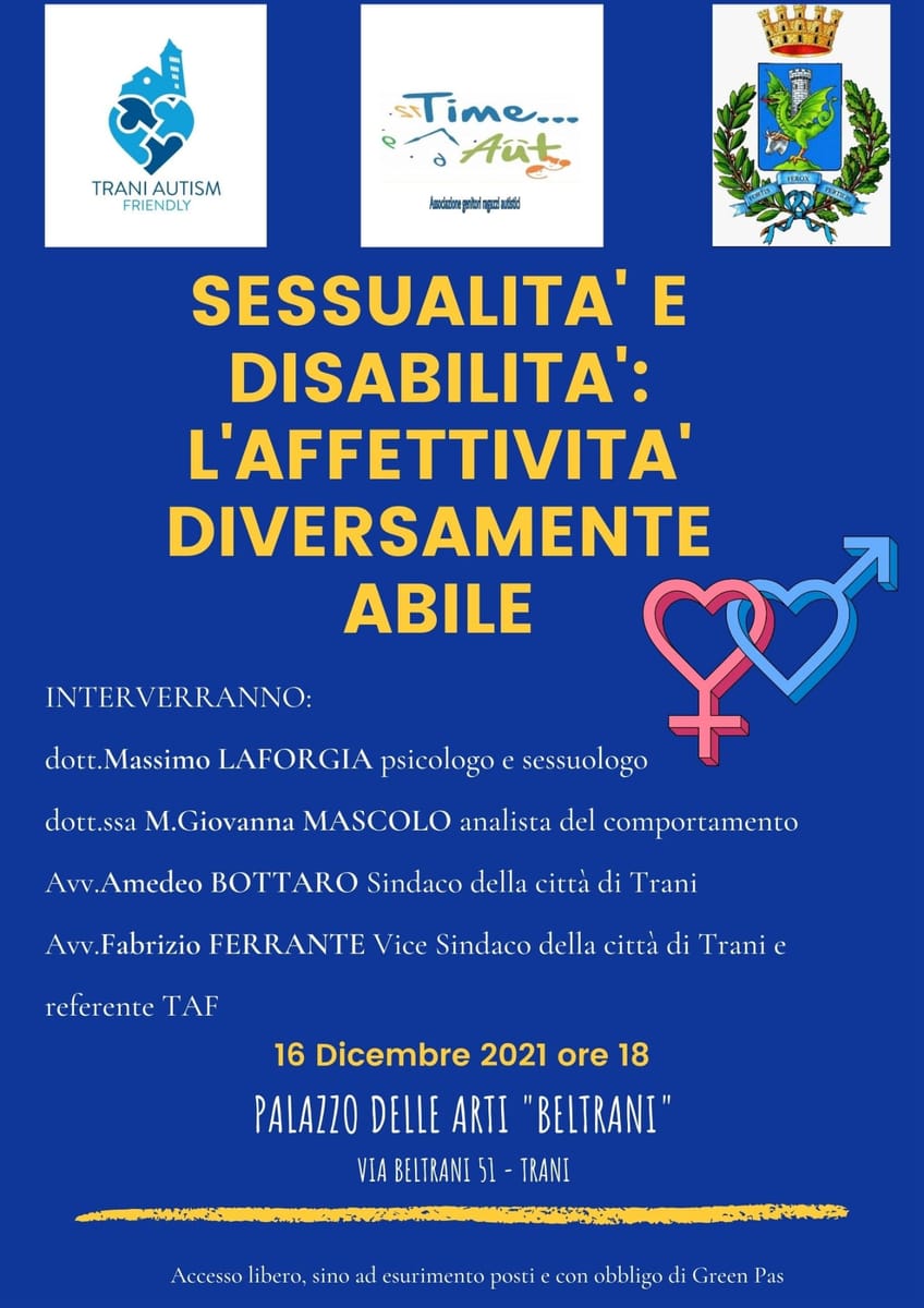 Locandina Sessualità e disabilità l'affettività diversamente abile TIME AUT ODV