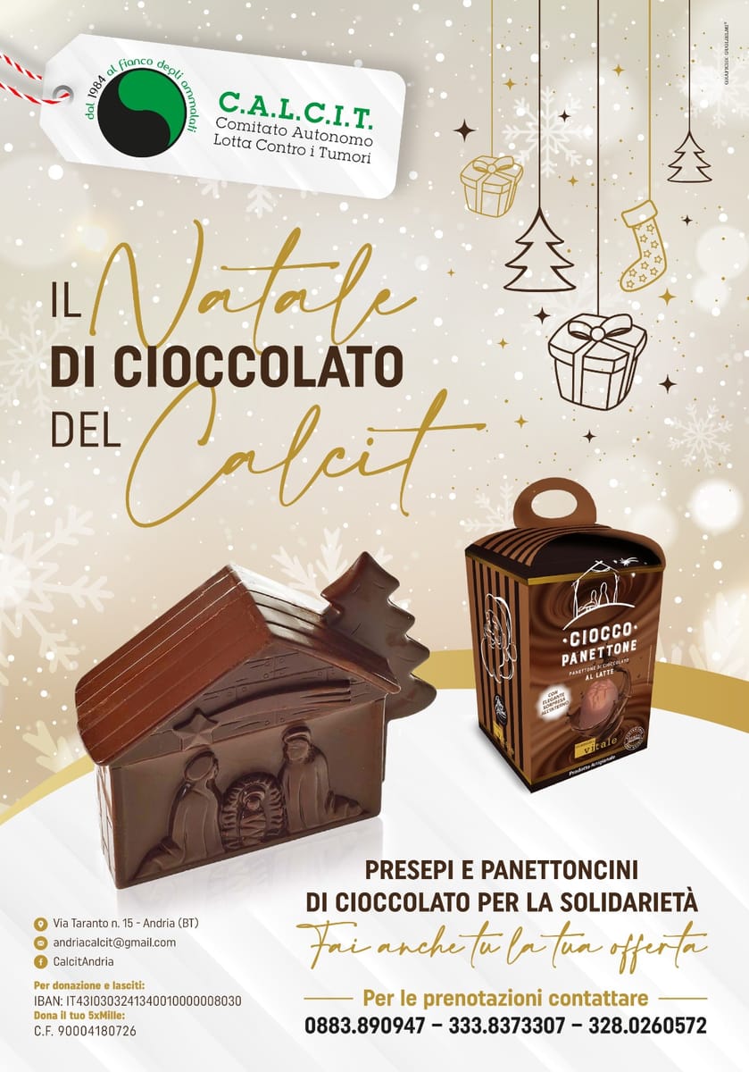 Locandina Un dolce natale di cioccolato per la solidarietà CALCIT Andria