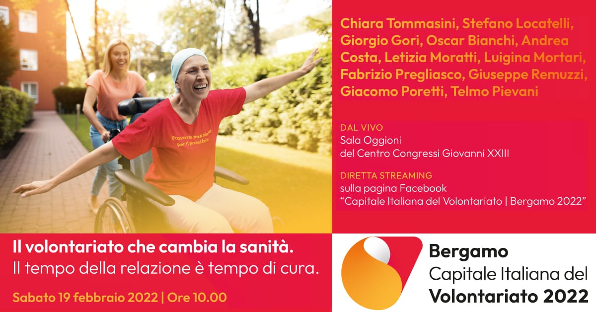 Banner Il volontariato che cambia la sanità Bergamo 2022 Capitale Italiana del Volontariato