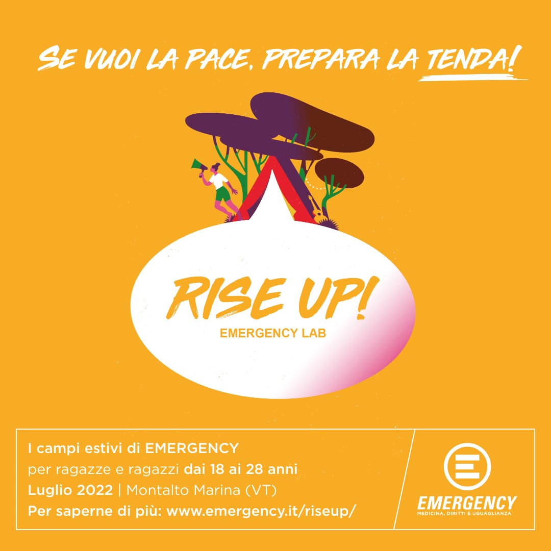 Banner Rise up! Campi estivi di Emergency 2022