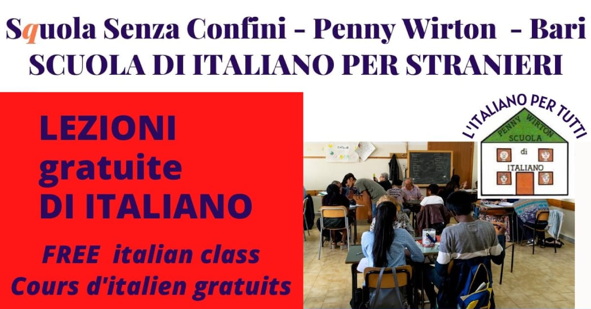 Banner Scuola di italiano per stranieri a Bari Squola Senza Confini Penny Wirton