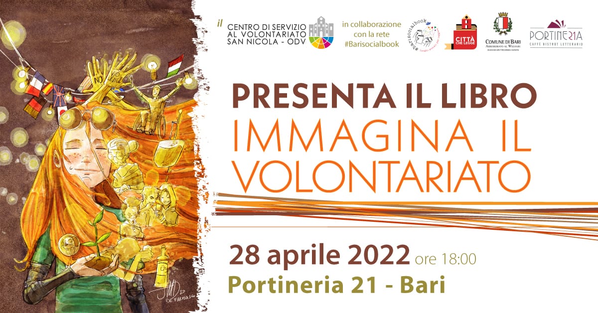 Banner presentazione libro Immagina il Volontariato Portineria 21 Bari