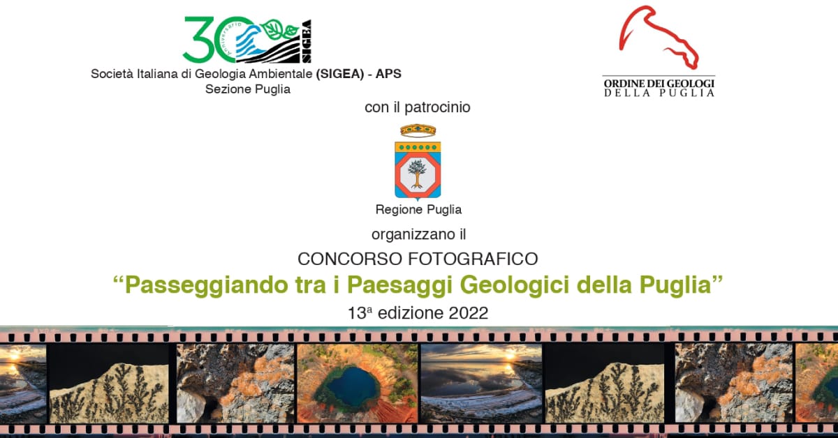 Banner Concorso fotografico Passeggiando tra i Paesaggi Geologici della Puglia 2022
