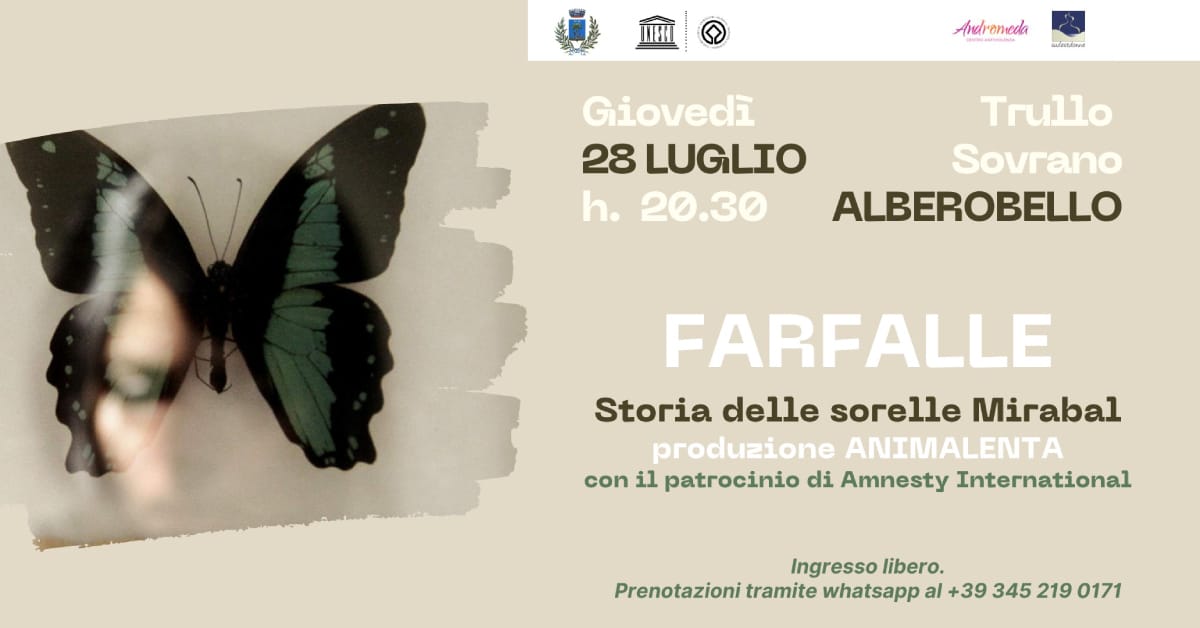 Banner Farfalle Storia delle sorelle Mirabal Alberobello