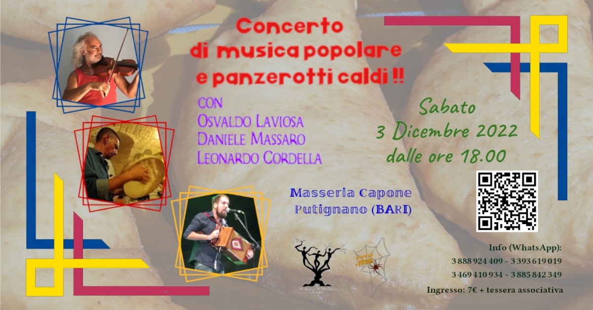 Banner Concerto musica popolare panzerotti caldi Itinerari di Danza APS