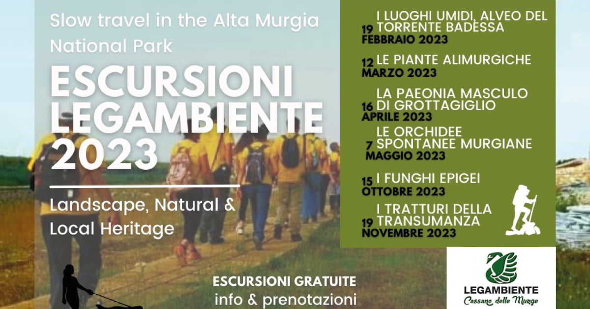 Banner Escursioni gratuite del Circolo Legambiente Cassano delle Murge APS