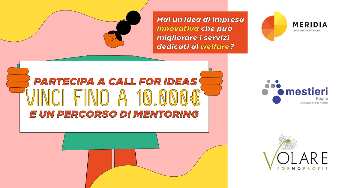 banner Call for ideas impresa innovativa welfare Consorzio Meridia