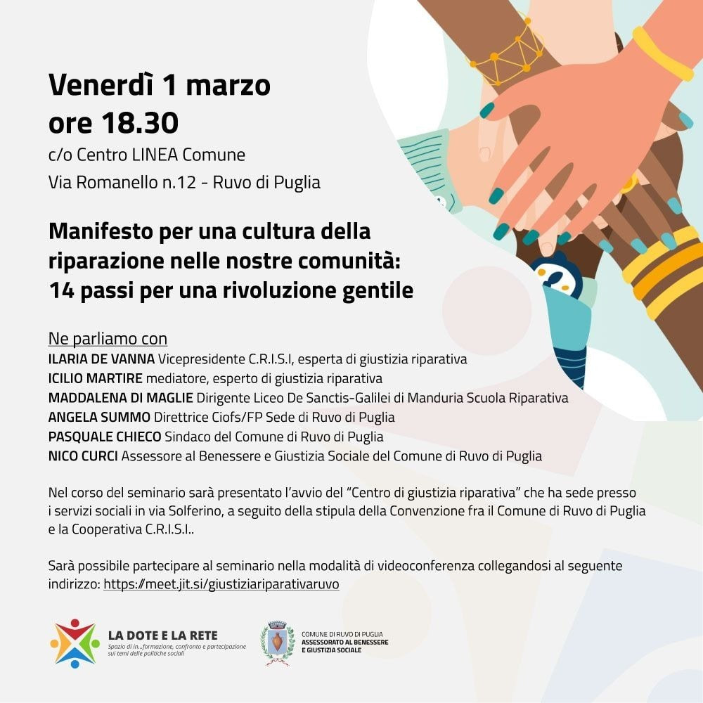 Seminario Comune Ruvo di Puglia Manifesto cultura riparazione